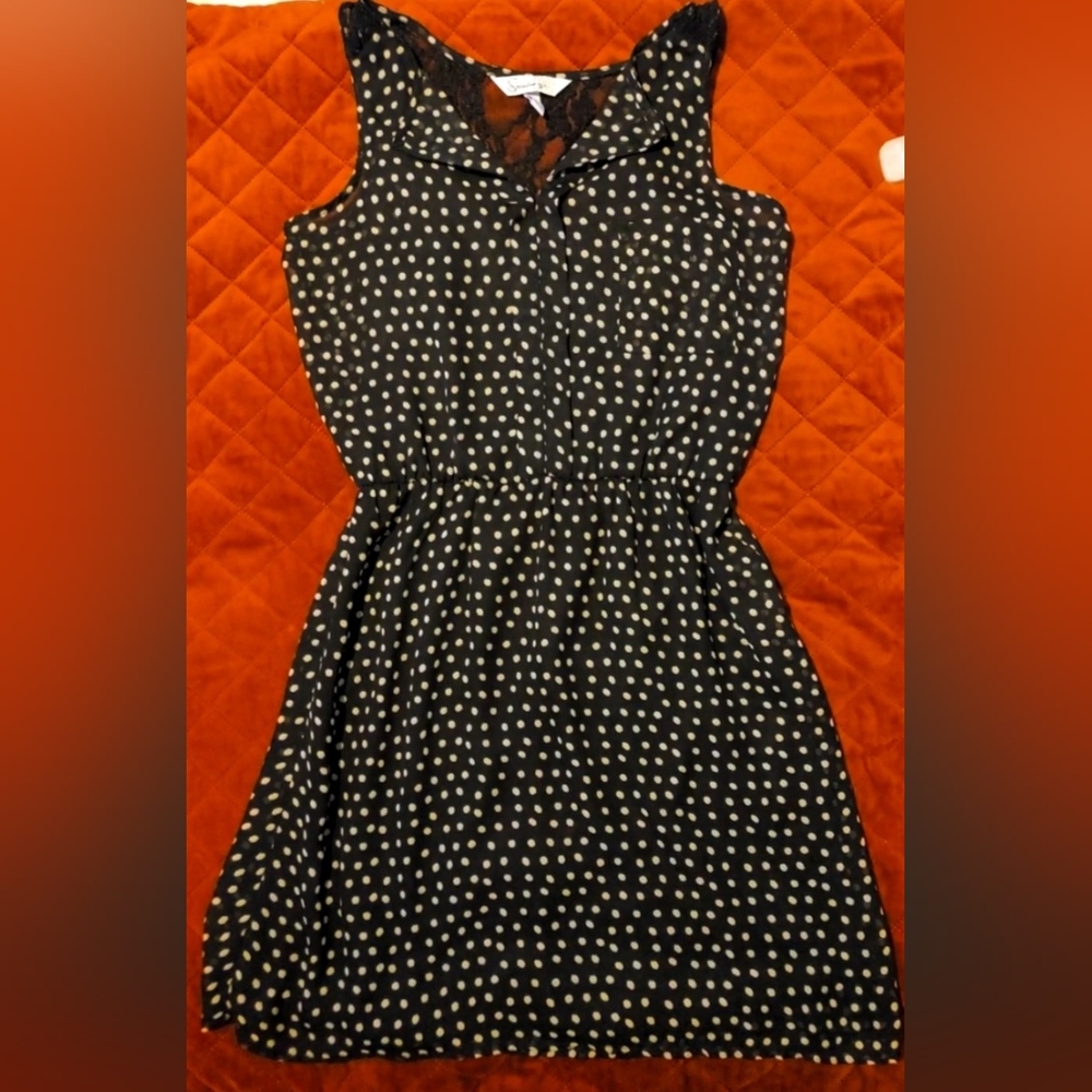 Speechless Black/white poka dot sleeves dress size small